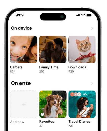 Improvements to the albums screen on Ente Photos