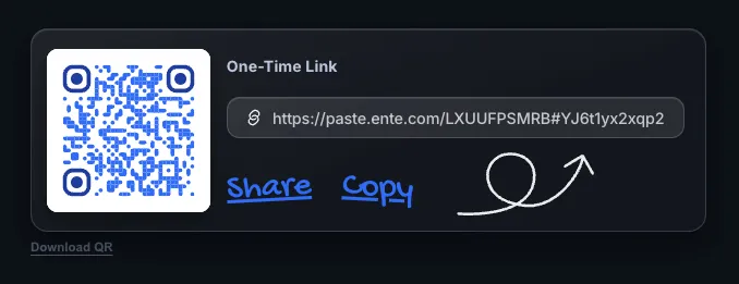 One-time Paste link share and copy options