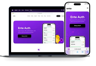 Screenshots of Auth's website