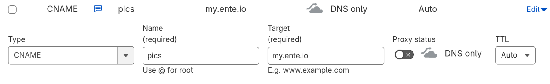 Adding a CNAME for custom domain in Cloudflare