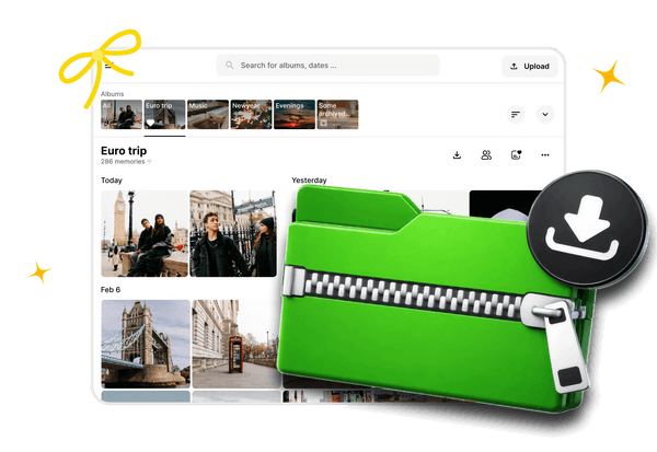 Download albums as ZIP files in Ente Photos